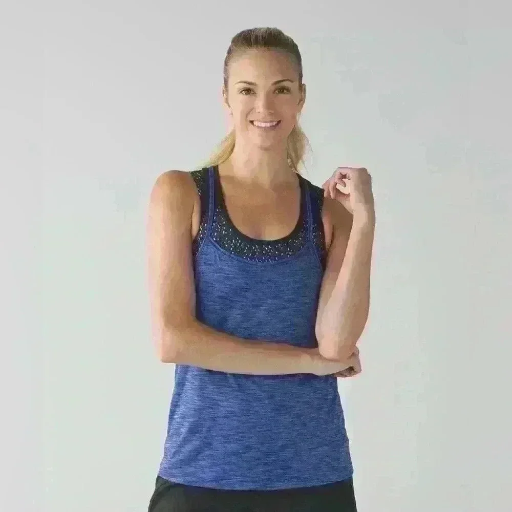 Lululemon Tough It Out Tank Heathered Sapphire Blue/ButterflTexture Blck/White